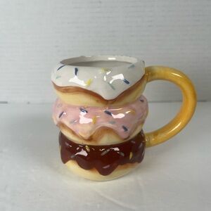 Colorful Ceramic Stack of Doughnuts Coffee Mug 4" Tall Room Essentials (KT167)